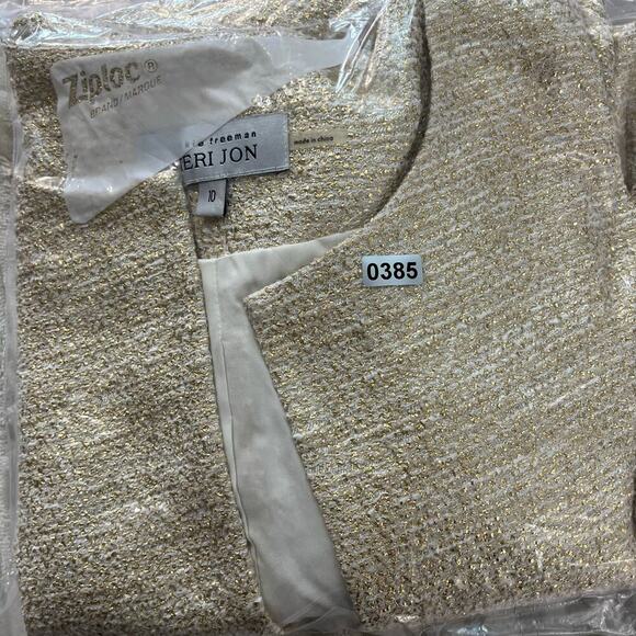 NWT rickie freeman TERI JON Women Jacket Blazer Golden Sz 10 Open front Classic - Picture 14 of 14